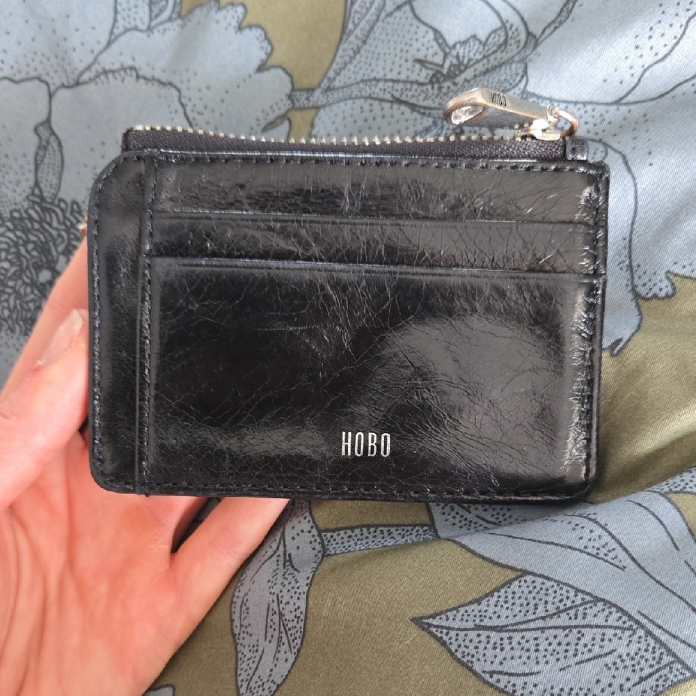 Hobo Black Leather Card Holder with Chain - Picture 2 of 5